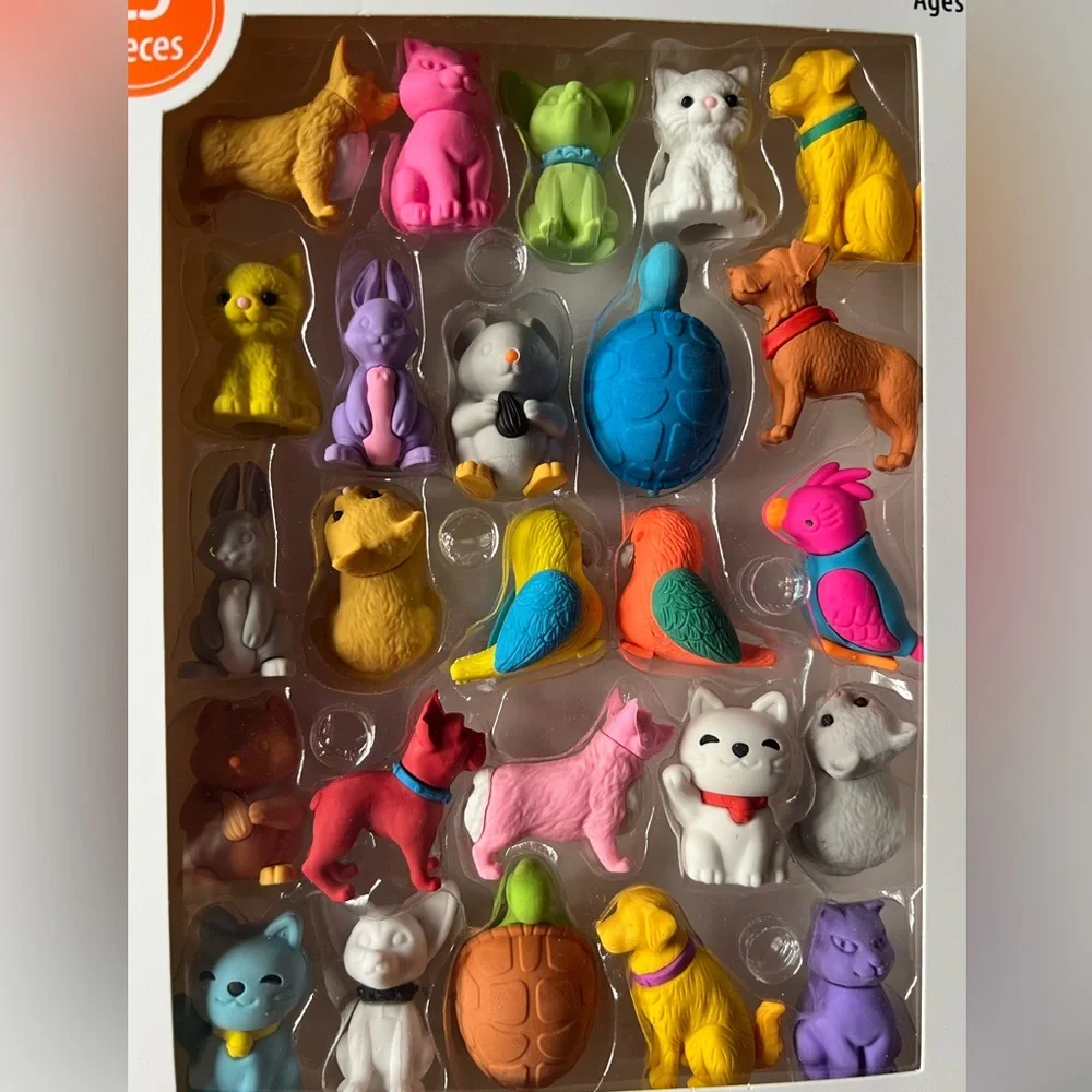 NWT 50, 3D eraser pals 25-Farm Animal & Vehicle and 25-pet animals, 2 boxes